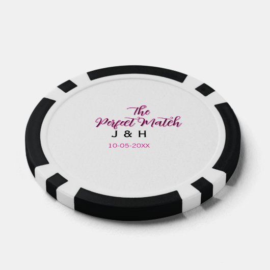 The perfect match pink black name date wedding cou poker chips (Enkel)