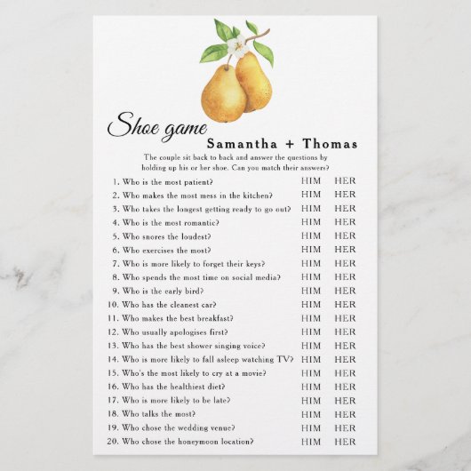 the perfect pair - bridal shower Shoe game (Voorkant)