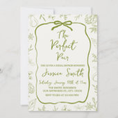 The Perfect Pair Green Bridal Shower Invitation Kaart (Voorkant)