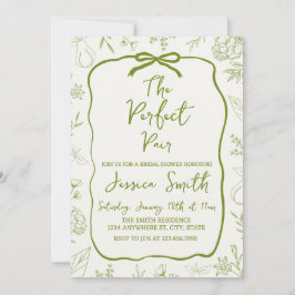 The Perfect Pair Green Bridal Shower Invitation Kaart