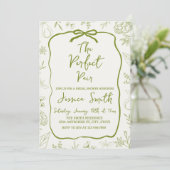 The Perfect Pair Green Bridal Shower Invitation Kaart (Staand voorkant)
