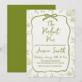 The Perfect Pair Green Bridal Shower Invitation Kaart (Voorkant / Achterkant)