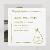 "The Perfect Pair" Green Pear Chic Trouwfoto Save The Date (Voorkant / Achterkant)