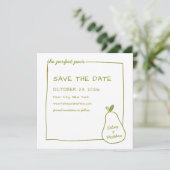 "The Perfect Pair" Green Pear Chic Trouwfoto Save The Date (Staand voorkant)