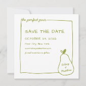 "The Perfect Pair" Green Pear Chic Trouwfoto Save The Date (Voorkant)
