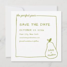 "The Perfect Pair" Green Pear Chic Trouwfoto Save The Date