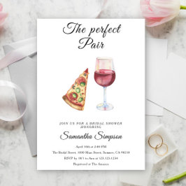 The Perfect Pair Wine and Pizza Bridal Shower Kaart