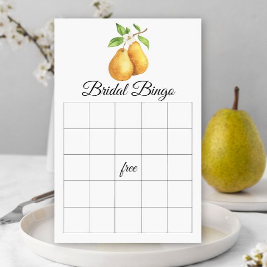 The Perfect Pear Bridal shower bingo game