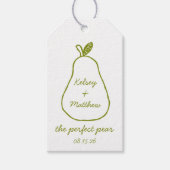 "The Perfect Pear" grillige chique huwelijksdouche Cadeaulabel (Voorkant)