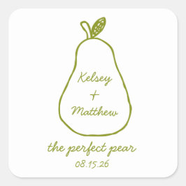 "The Perfect Pear" grillige chique huwelijksdouche Vierkante Sticker