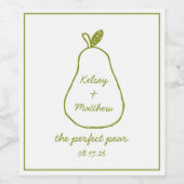 "The Perfect Pear" grillige chique huwelijksdouche Wijn Etiket (Enkel label)