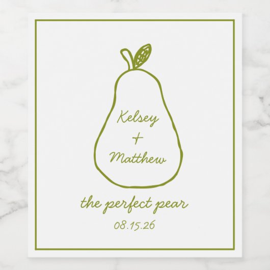 "The Perfect Pear" grillige chique huwelijksdouche Wijn Etiket (Enkel label)