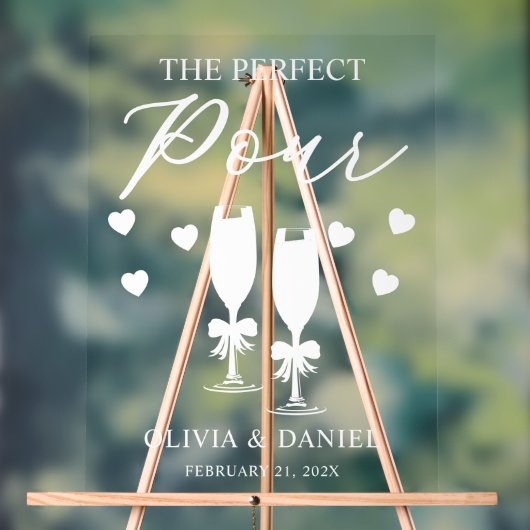 The Perfect Pour Custom Wedding Acryl Bord (Neutraal)