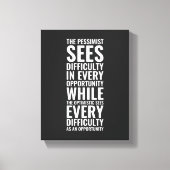 The pessimist sees difficulty | Inspirational Canvas Afdruk (Voorkant)