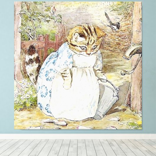 The Pie and the Patty Pan van Beatrix Potter Canvas Afdruk (Insitu (Houten vloer))