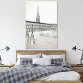 The Piece Hall, Halifax, Architectonische Schets Canvas Afdruk (Insitu (Slaapkamer))