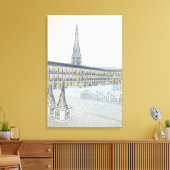 The Piece Hall, Halifax, Architectonische Schets Canvas Afdruk (Insitu (Woonkamer))