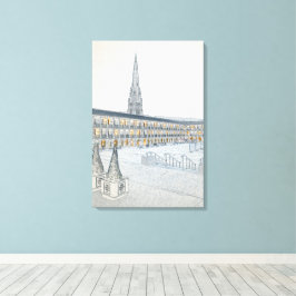The Piece Hall, Halifax, Architectonische Schets Canvas Afdruk