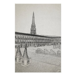 The Piece Hall, Halifax, Architectonische Schets Perfect Poster