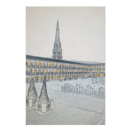 The Piece Hall, Halifax, Architectonische Schets Perfect Poster