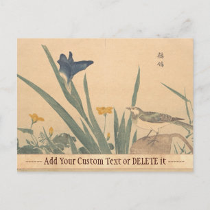 The Pied Wagtai and flower Kuwagata Keisai ukiyo-e Briefkaart
