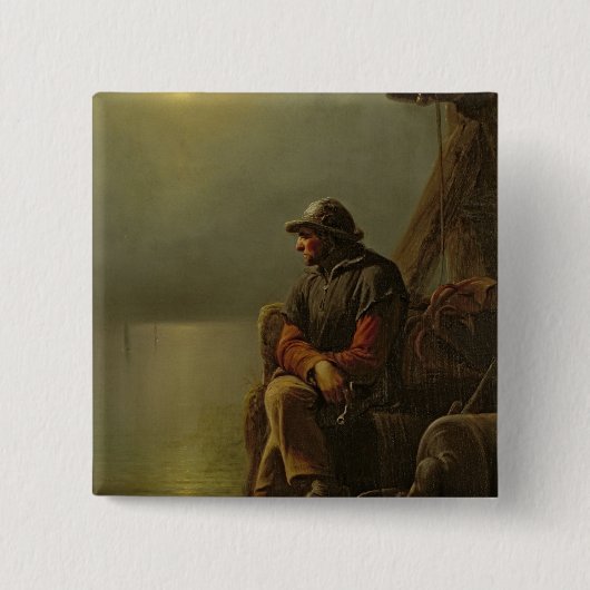 The Pilot Keeps Watch, 1851 Vierkante Button 5,1 Cm (Voorkant)