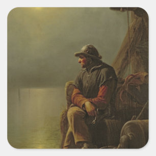 The Pilot Keeps Watch, 1851 Vierkante Sticker