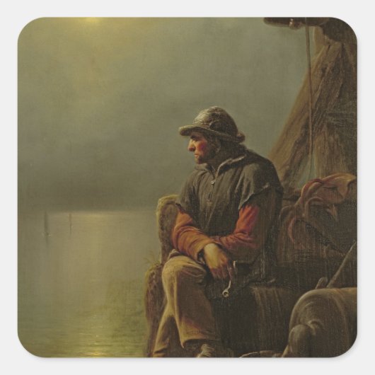The Pilot Keeps Watch, 1851 Vierkante Sticker (Voorkant)