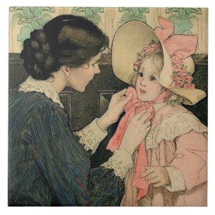 The Pink Bonnet van Jessie Willcox Smith Tegeltje