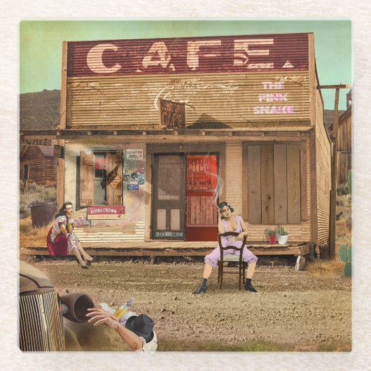 The Pink Snake Glazen Onderzetter (Voorkant)