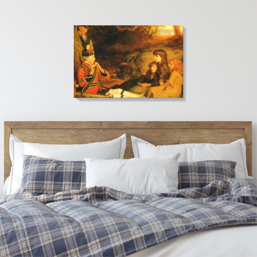 The Piper (door John Everett Millais) Canvas Afdruk (Insitu (Slaapkamer))