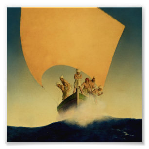 "The Pirate Ship" van Maxfield Parrish Foto Afdruk