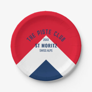 The Piste Club Navy Rode Custom Winter Skifeest Papieren Bordje