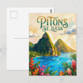 The Pitons Saint Lucia Briefkaart (Voorkant / Achterkant)