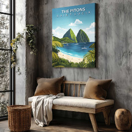 The Pitons St Lucia Travel Canvas Wall Decor Afdruk