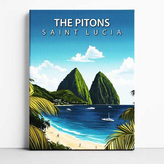 The Pitons St Lucia Travel Canvas Wall Decor Afdruk