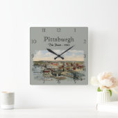 The Pittsburgh Point 1931 Custom Square Wall Clock Vierkante Klok (Huis)