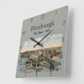 The Pittsburgh Point 1931 Custom Square Wall Clock Vierkante Klok (Hoek)