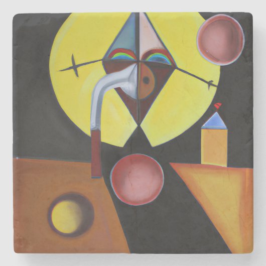 The Plague Doctor - olieverfschilderij Stenen Onderzetter (Voorkant)