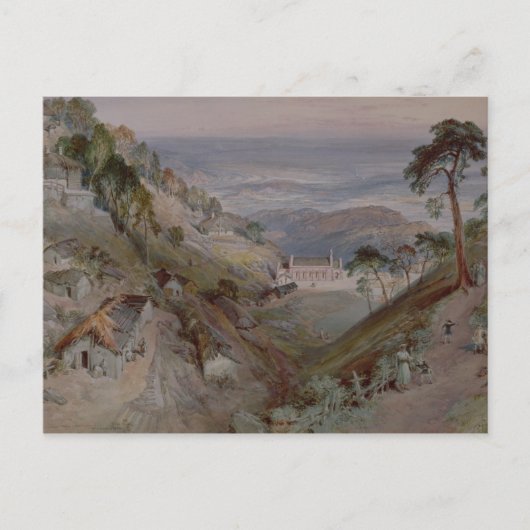 The Plains, Landour Church, Mussoorie, 1884 Briefkaart (Voorkant)