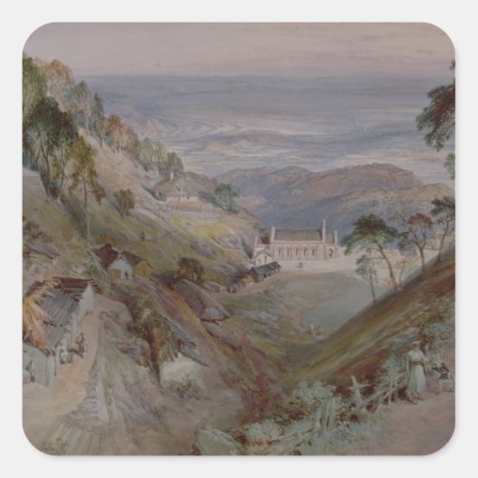 The Plains, Landour Church, Mussoorie, 1884 Vierkante Sticker (Voorkant)