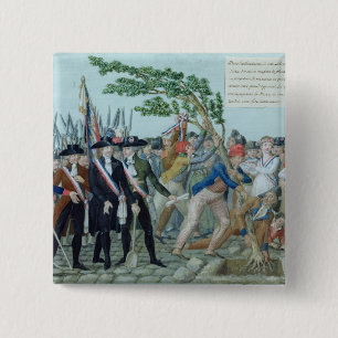 The Planting of a Tree of Liberty, c.1789 Vierkante Button 5,1 Cm