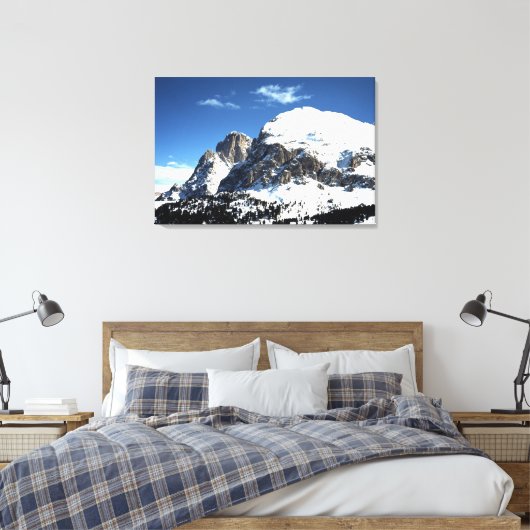 The Plattkofel and Langkofel Italy Holiday Card Canvas Afdruk (Insitu (Slaapkamer))