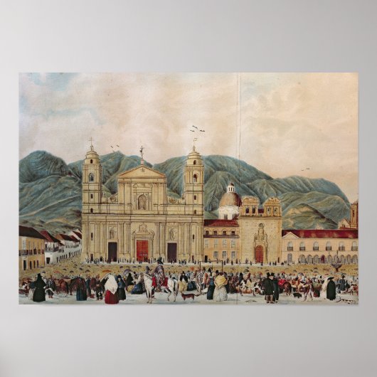 The Plaza de Bolivar, Bogota, 1837 Poster (Voorkant)