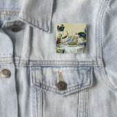 The Plum Pudding in Danger, 1805 Vierkante Button 5,1 Cm (In situ)