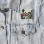 The Plum Pudding in Danger, 1805 Vierkante Button 5,1 Cm (In situ)