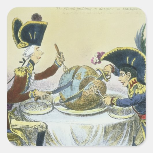 The Plum Pudding in Danger, 1805 Vierkante Sticker (Voorkant)