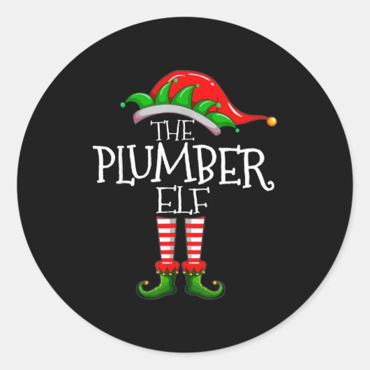 The Plumber Elf Christmas Gift, Plumbing Xmas Paja Ronde Sticker (Voorkant)