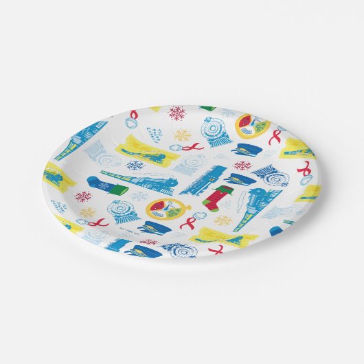 The Polar Express | Christmas Icon Pattern Papieren Bordje (Gekanteld)