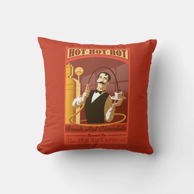 The Polar Express | Hete Chocolade Vintage Kunst Kussen (Voorkant)